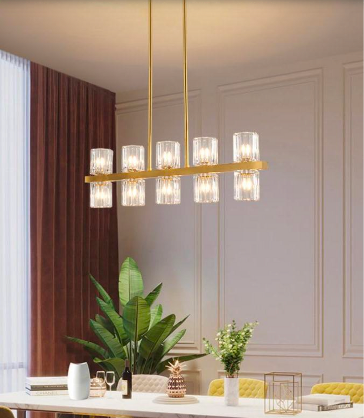 Zensori Aurelia Tiered Glass Block Linear Pendant