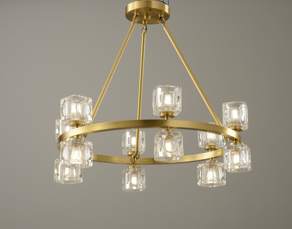 Zensori Aurelia Tiered Glass Block Ring Chandelier
