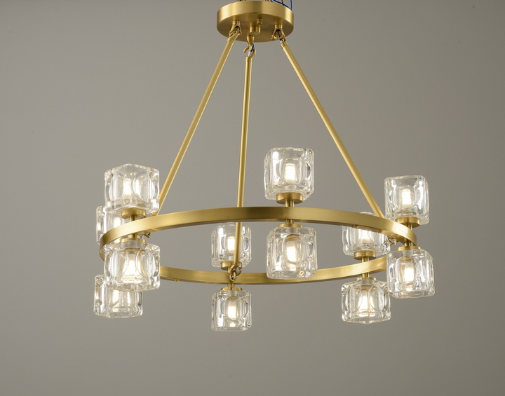 Zensori Aurelia Tiered Glass Block Ring Chandelier