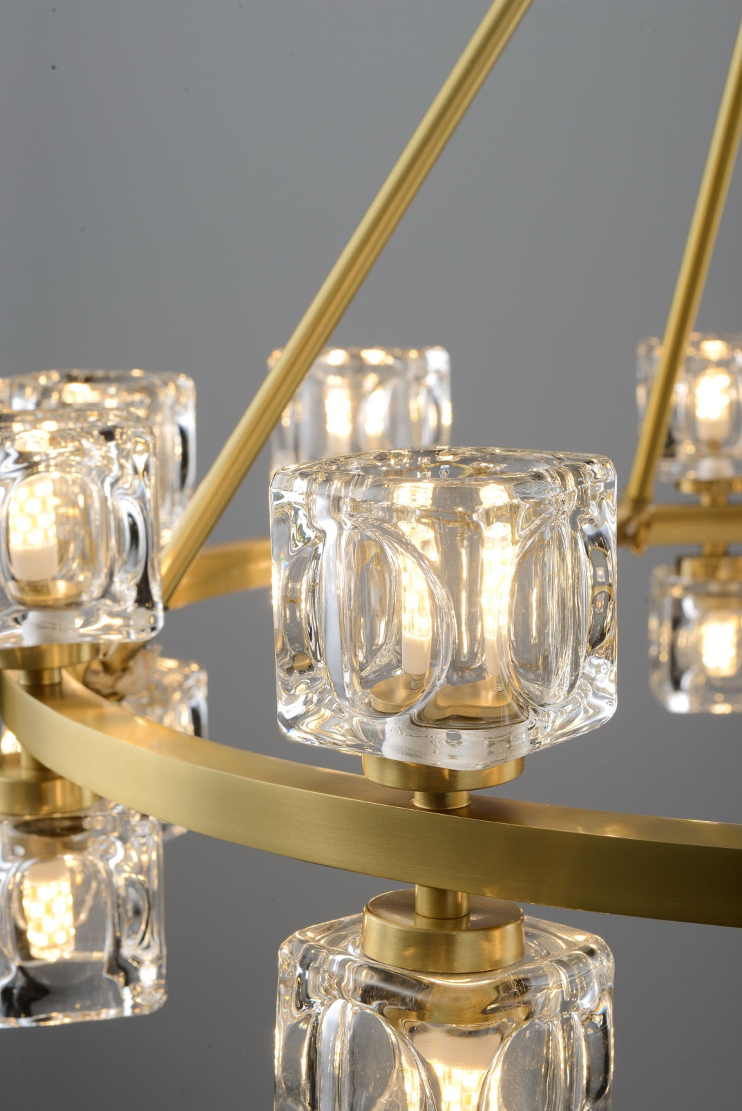 Zensori Aurelia Tiered Glass Block Ring Chandelier