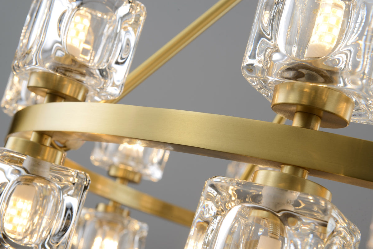 Zensori Aurelia Tiered Glass Block Ring Chandelier