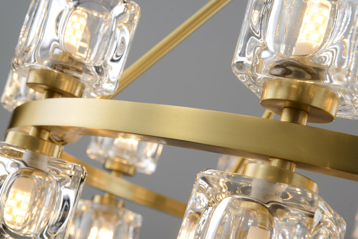 Zensori Aurelia Tiered Glass Block Ring Chandelier