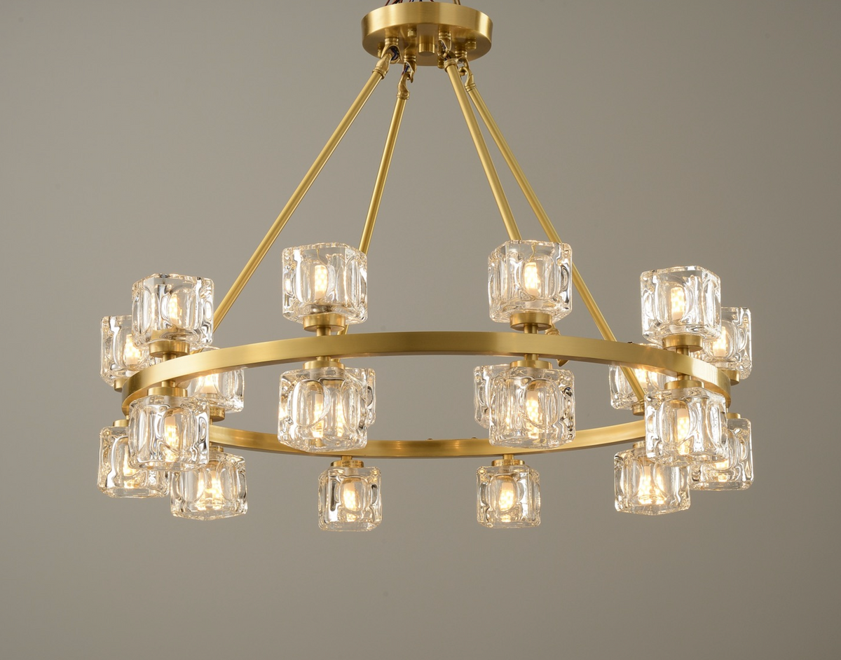 Zensori Aurelia Tiered Glass Block Ring Chandelier