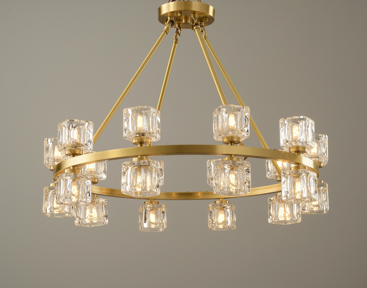Zensori Aurelia Tiered Glass Block Ring Chandelier