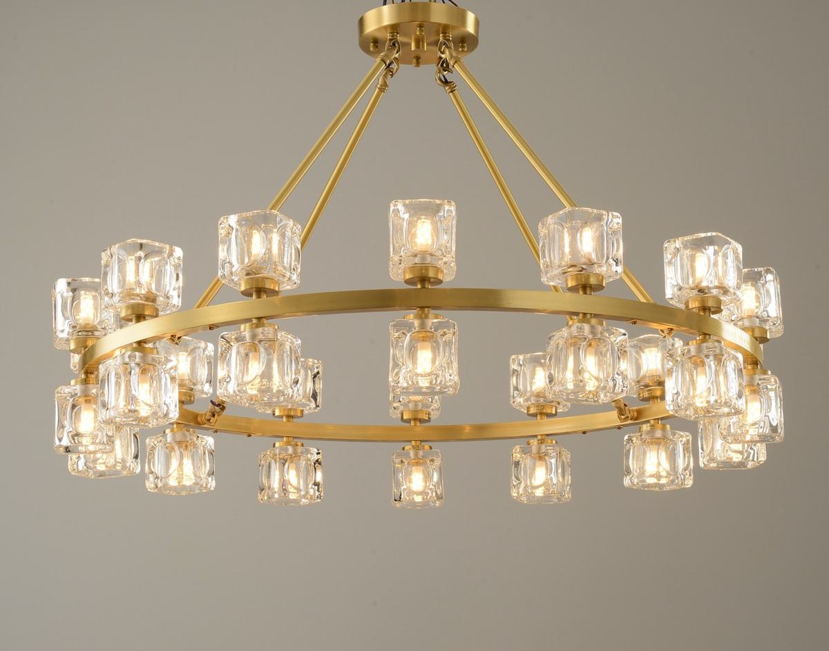 Zensori Aurelia Tiered Glass Block Ring Chandelier