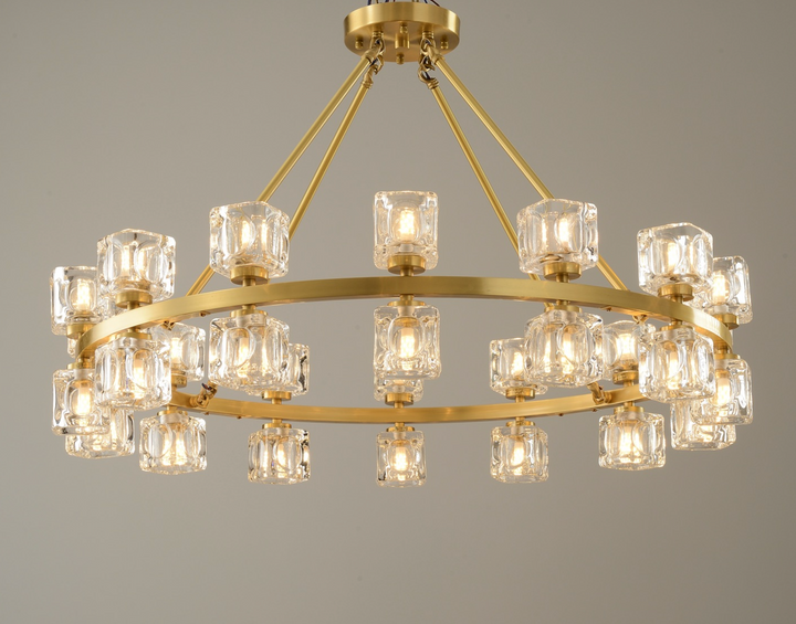 Zensori Aurelia Tiered Glass Block Ring Chandelier