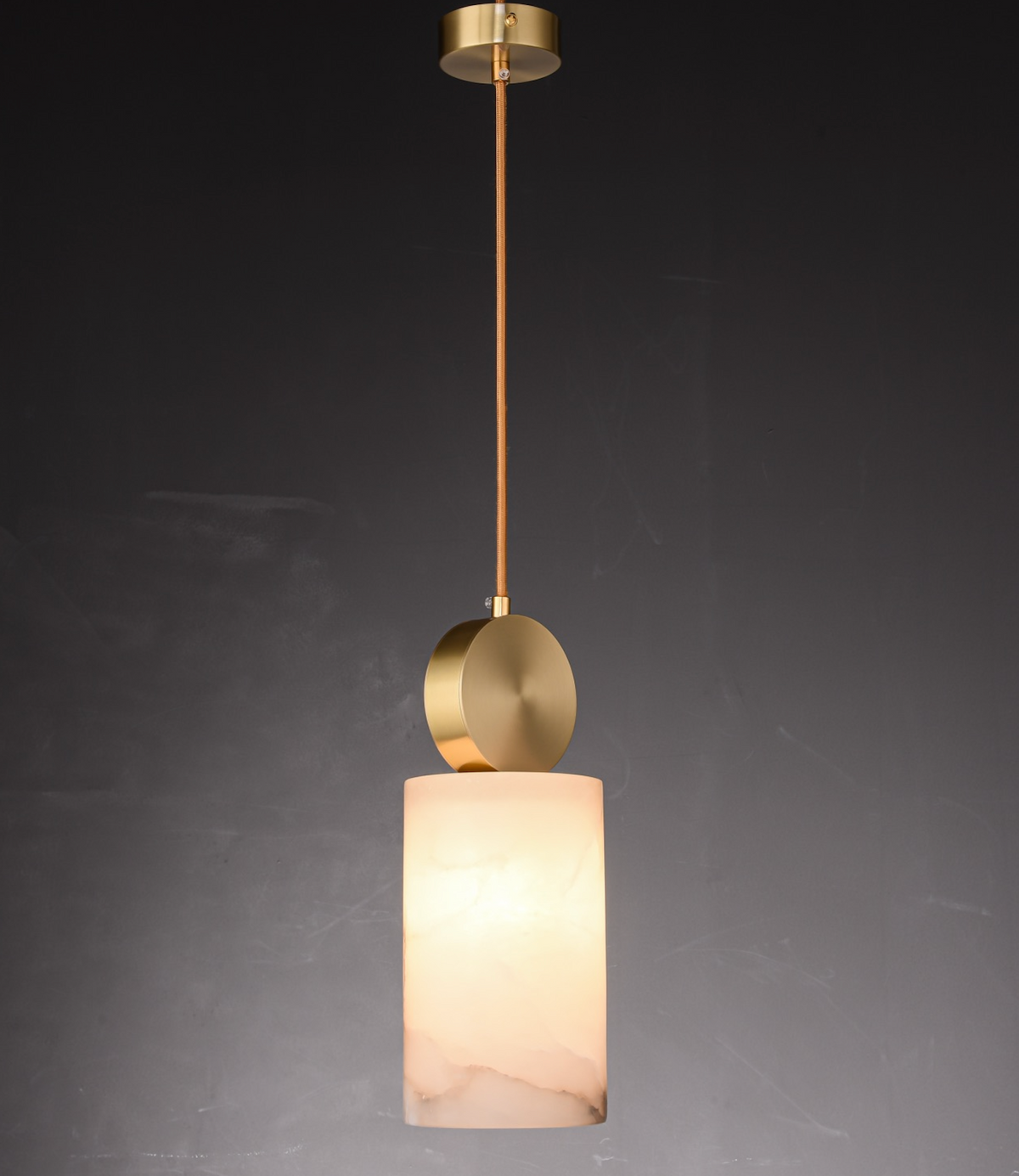 Zensori Brass Medal Stone Drop Pendant Lamp