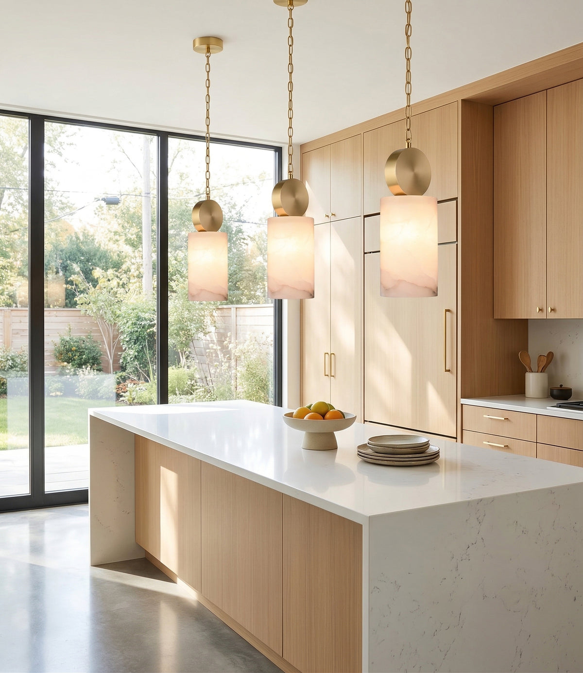 Zensori Brass Medal Stone Drop Pendant Lamp