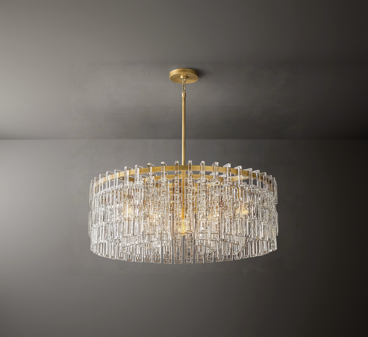 Zensori Crystal Palisade Drum Chandelier