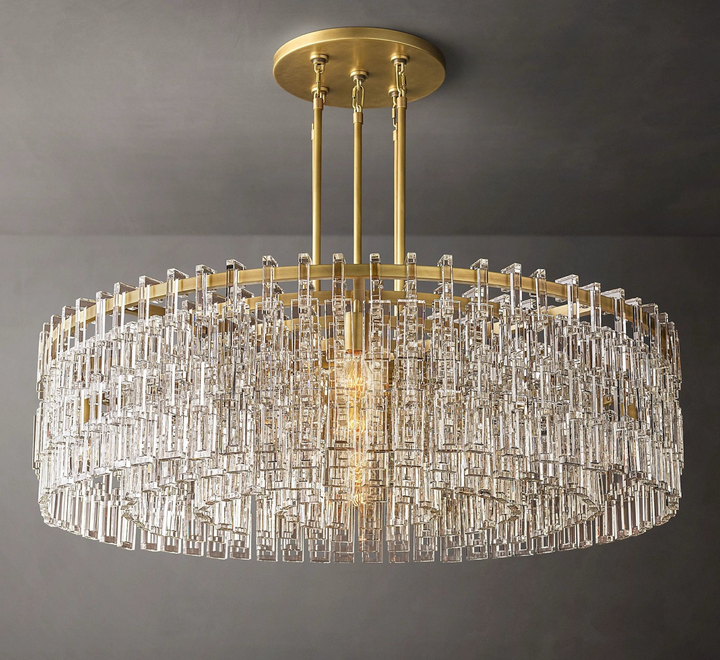 Zensori Crystal Palisade Drum Chandelier