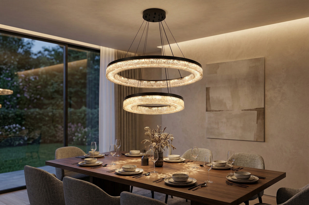 Zensori Crystalline Corona Two-Tier Chandelier