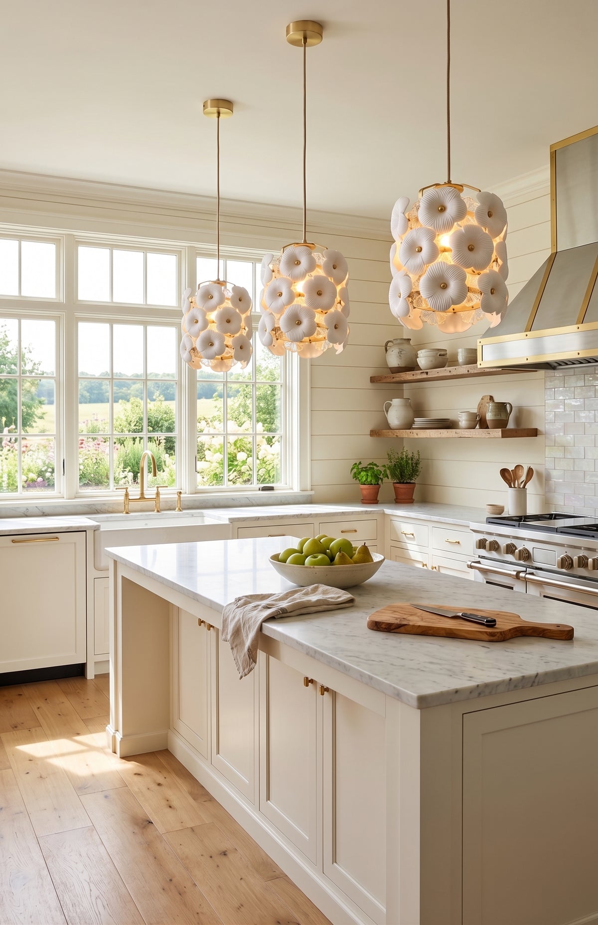 Zensori Floral Cluster Brass Pendant Light