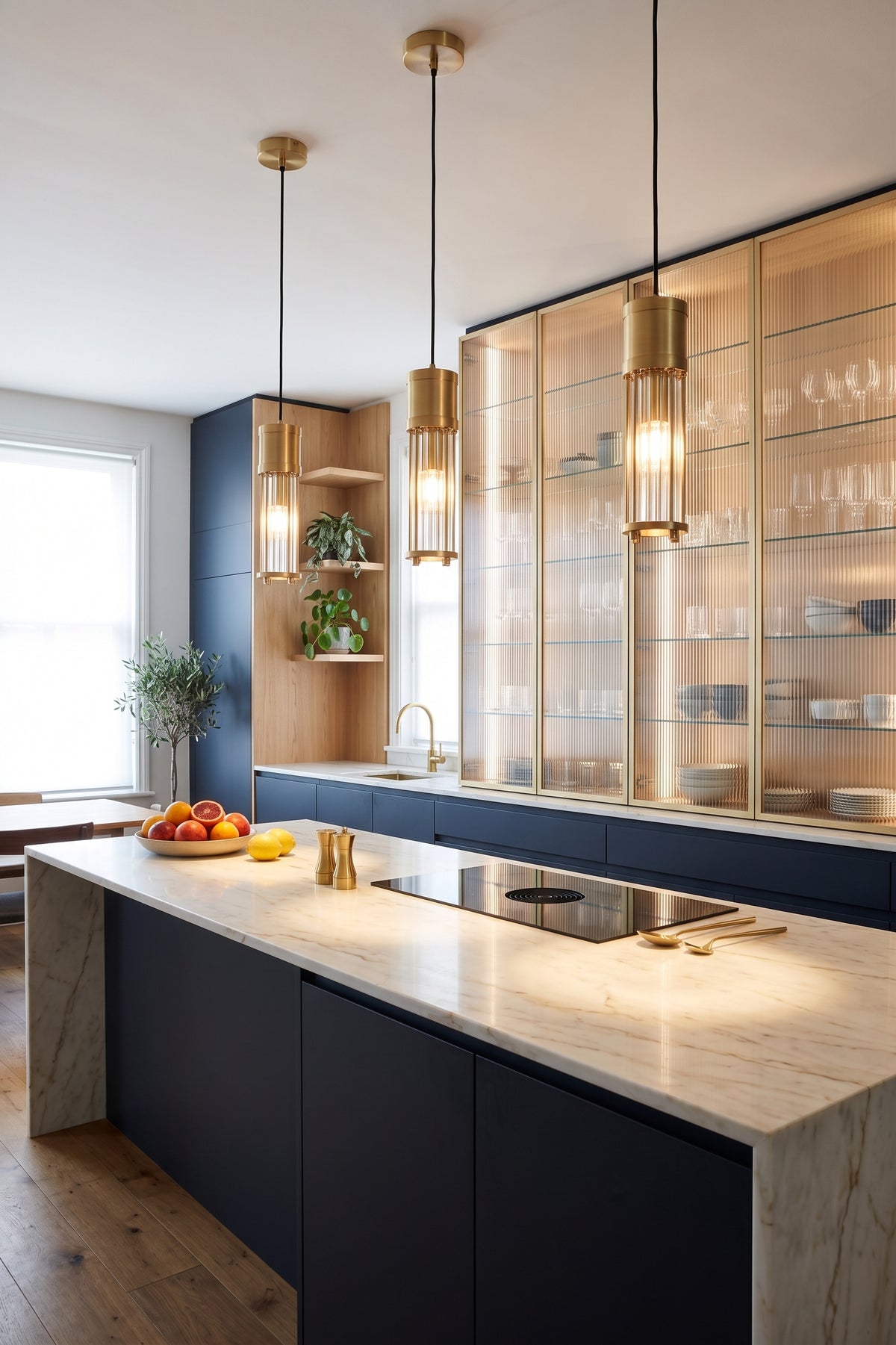 Zensori Fluted Brass Cylinder Pendant