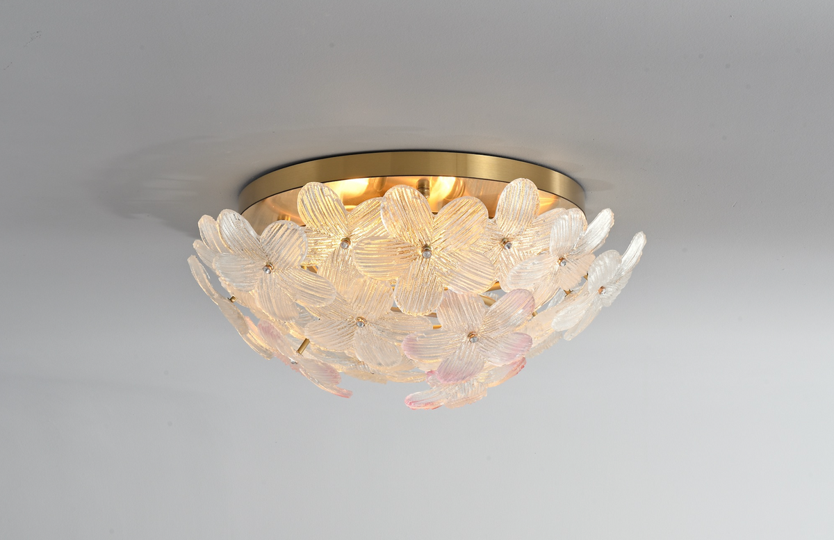 Zensori Frosted Flora Flush Ceiling Light
