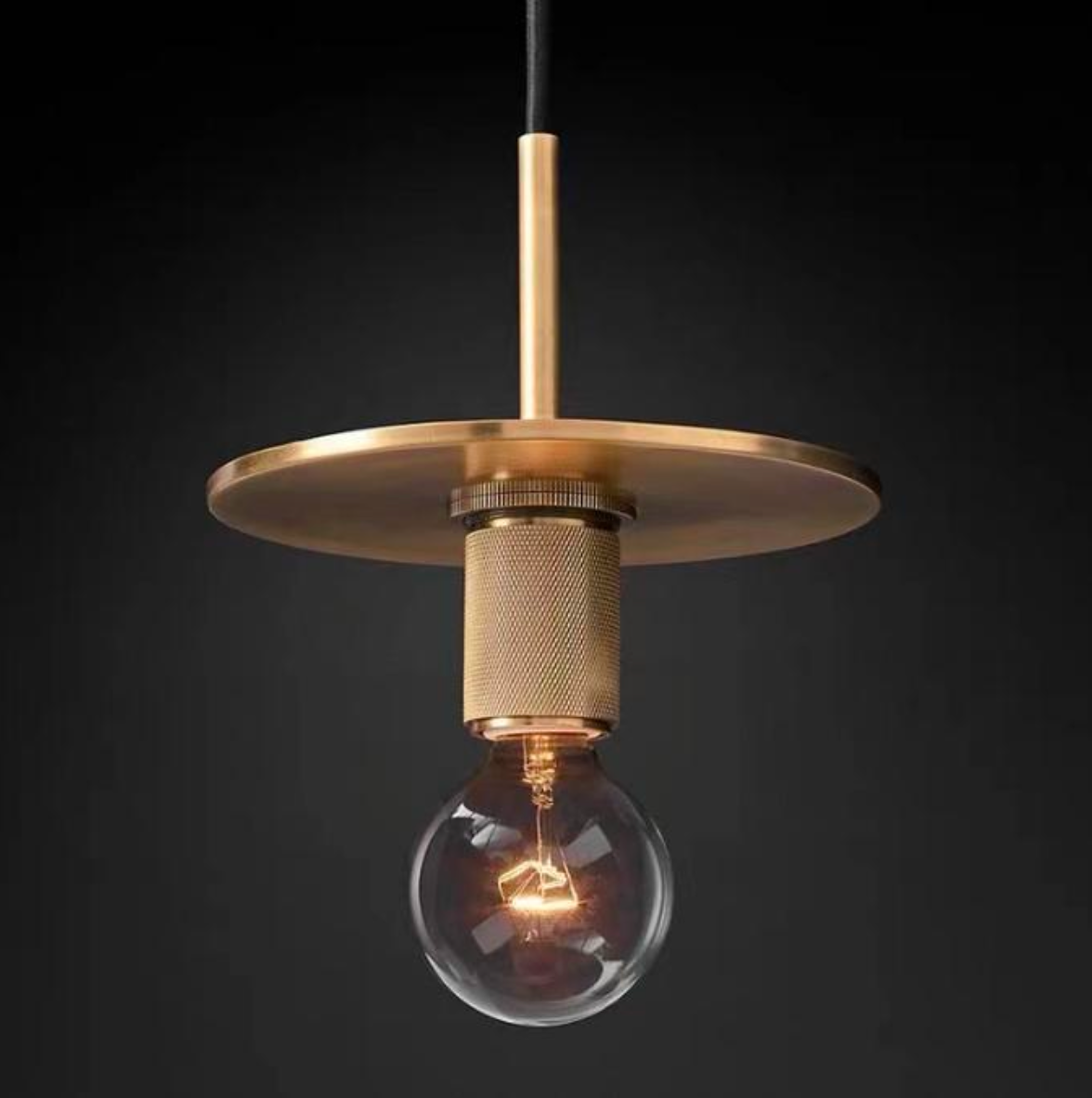 Zensori Knurled Brass Disc Pendant Lamp