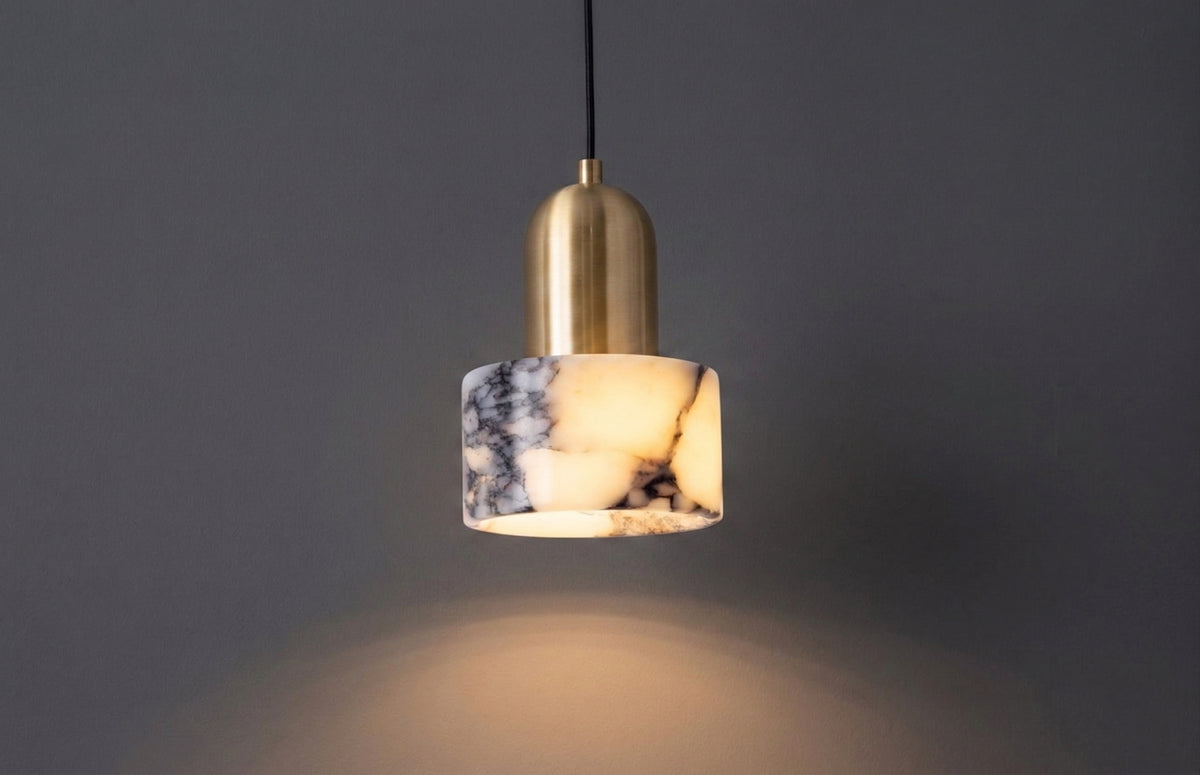 Zensori Mini Marble Brass Cylinder Pendant
