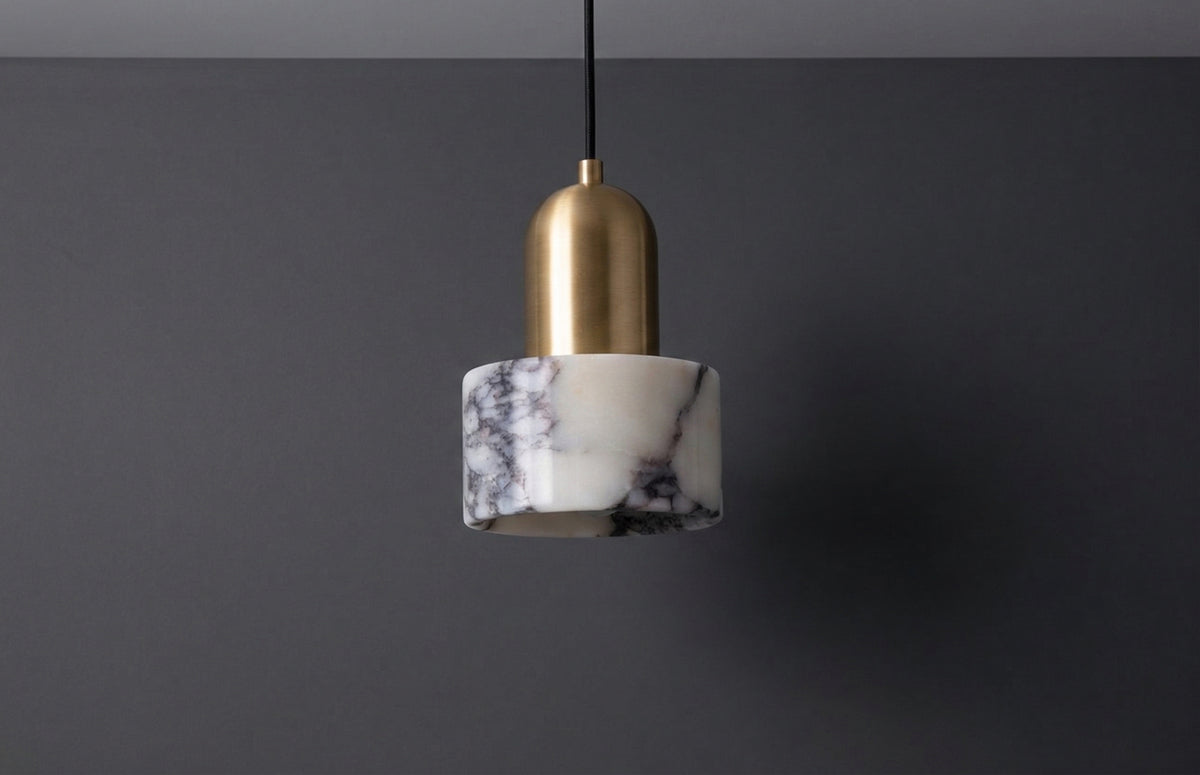Zensori Mini Marble Brass Cylinder Pendant