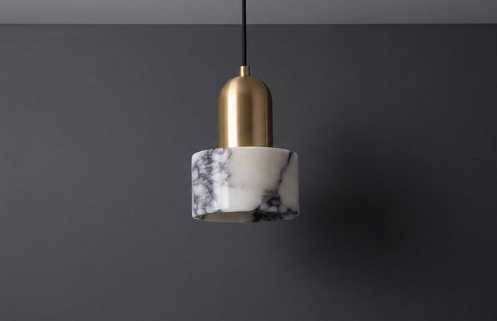 Zensori Mini Marble Brass Cylinder Pendant
