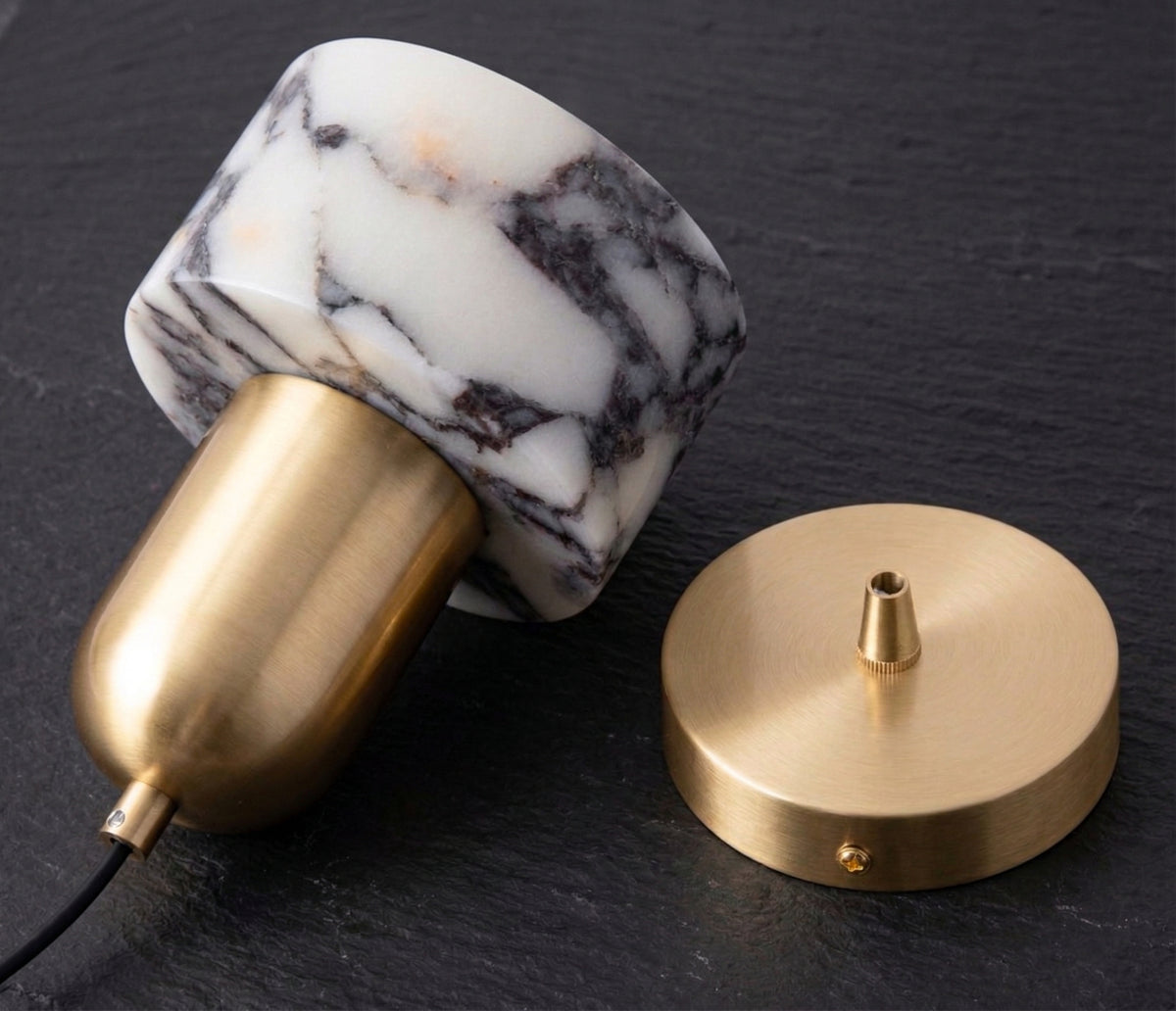 Zensori Mini Marble Brass Cylinder Pendant