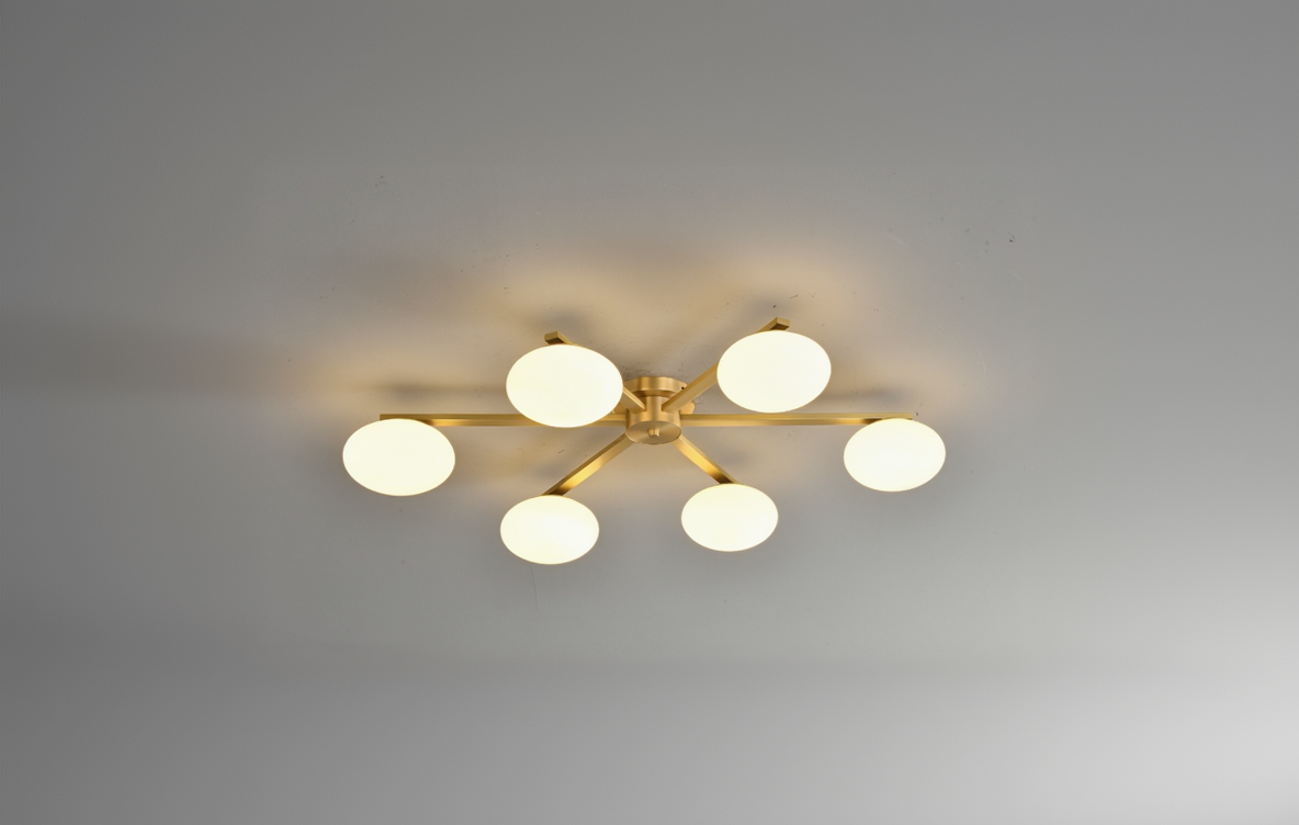 Zensori Modern Brass Starburst Ceiling Lamp