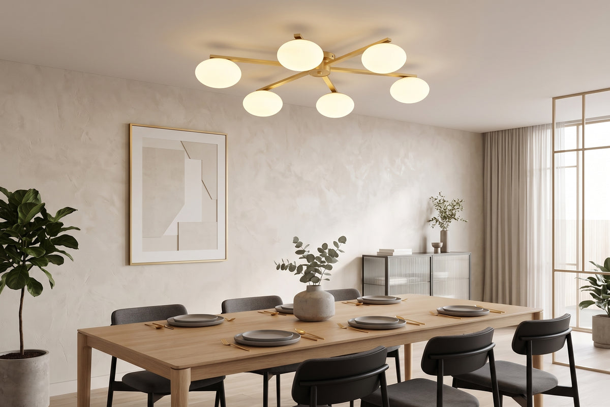 Zensori Modern Brass Starburst Ceiling Lamp