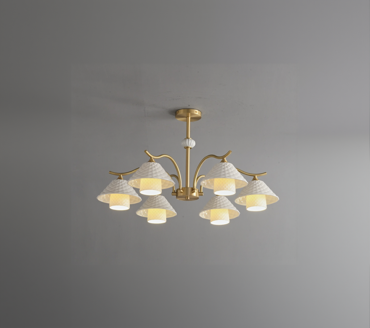 Zensori Quilted Ceramic Brass Chandelier