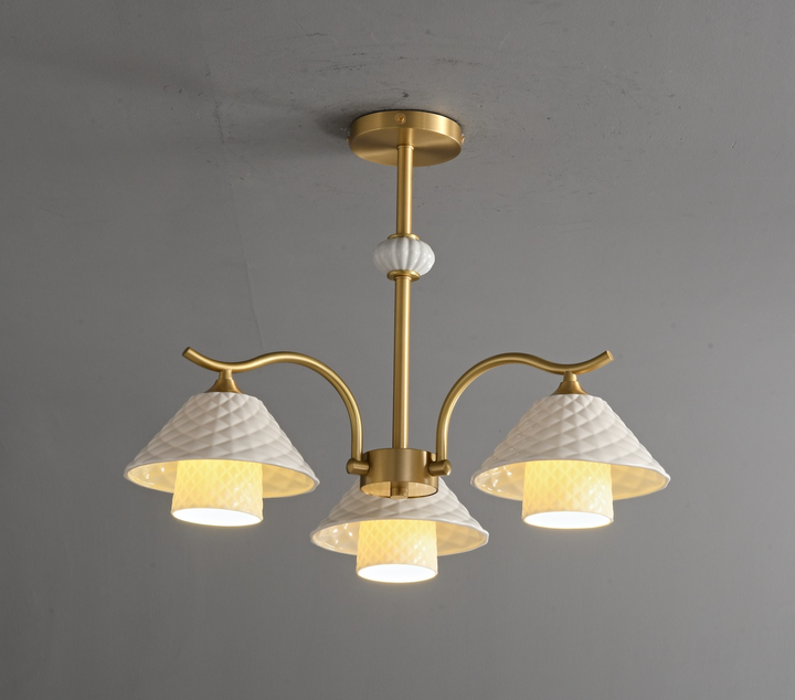 Zensori Quilted Ceramic Brass Chandelier