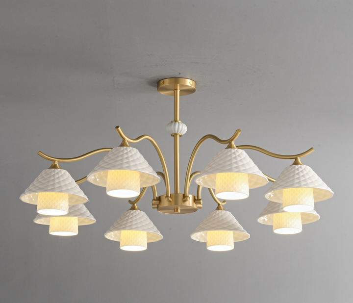 Zensori Quilted Ceramic Brass Chandelier