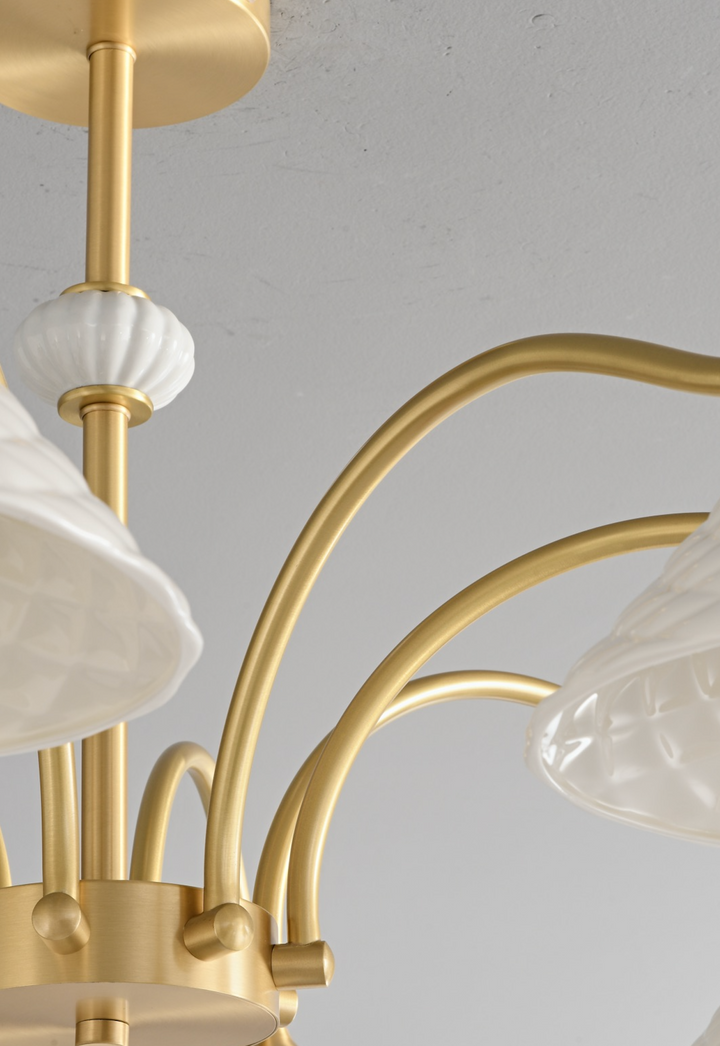 Zensori Quilted Ceramic Brass Chandelier