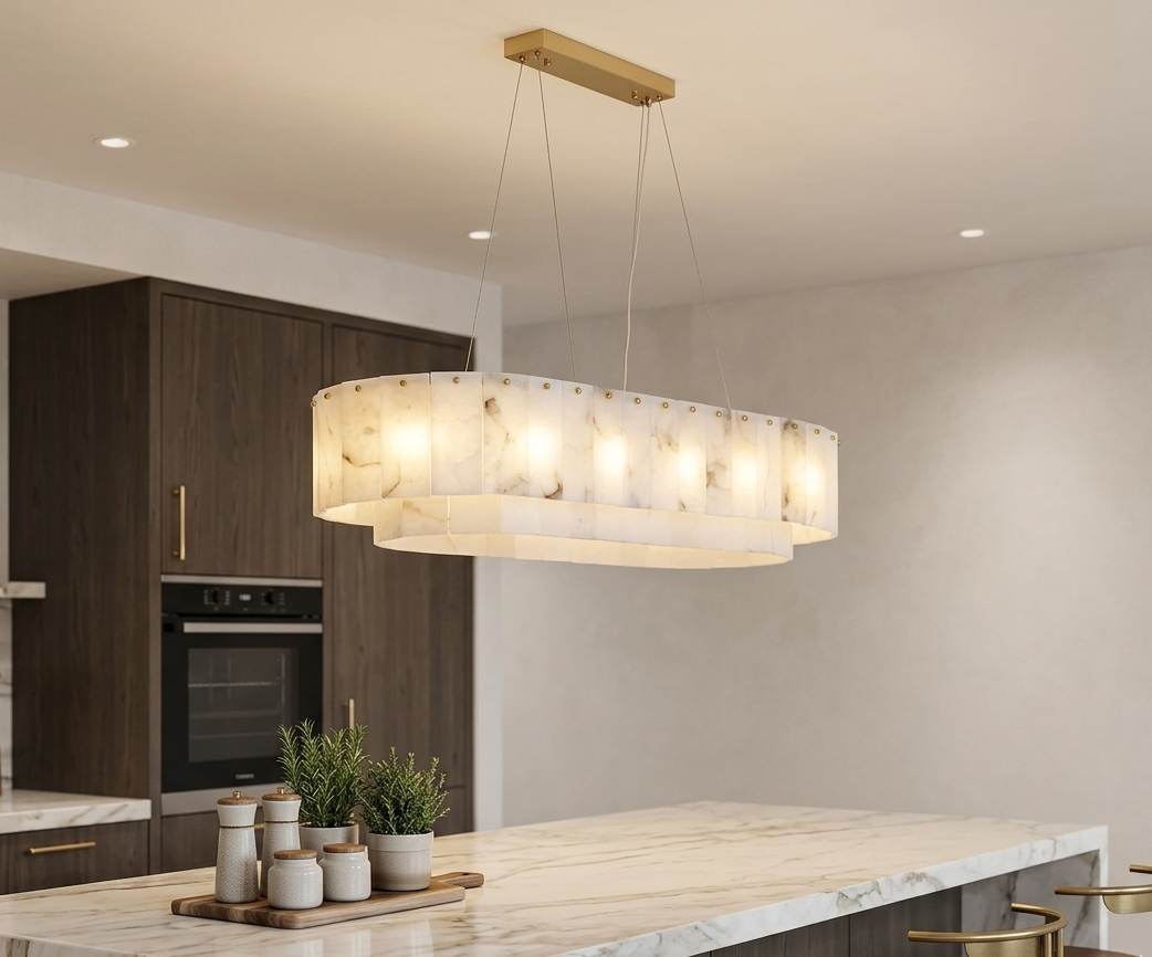 Zensori Riveted Stone Linear Chandelier