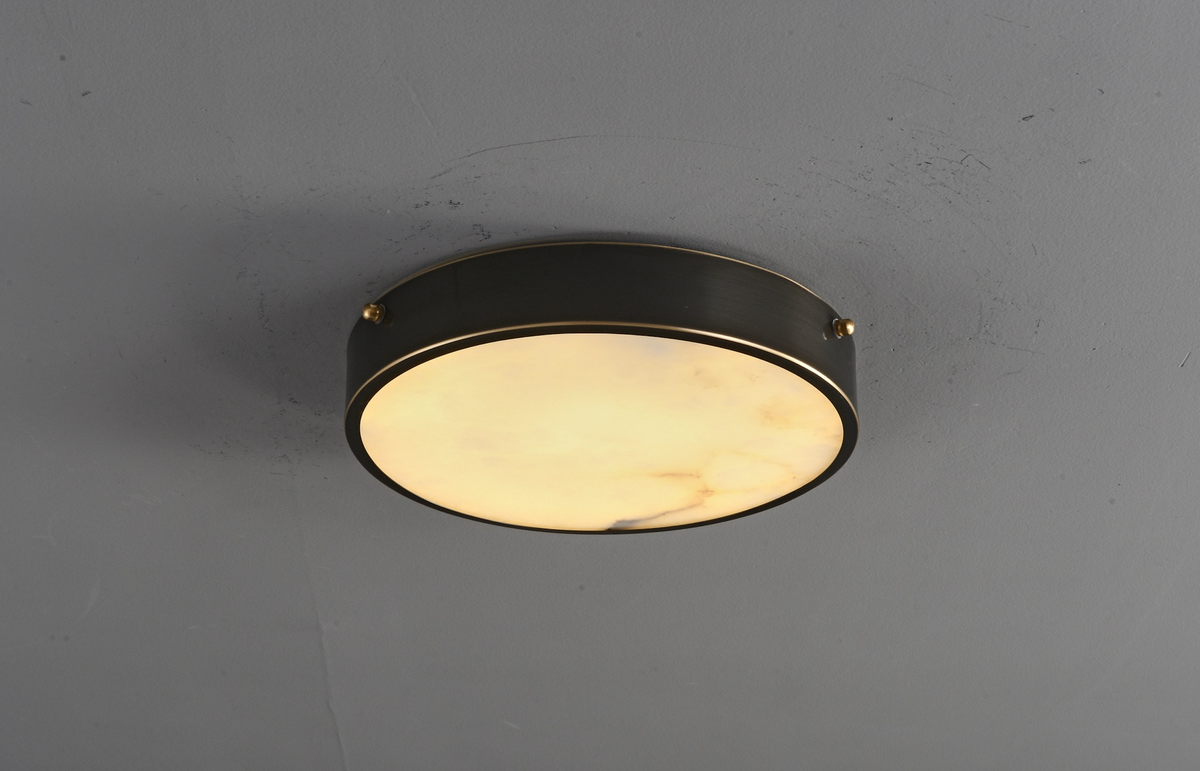 Zensori Sleek Brass Ring Onyx Flush Mount Ceiling Light – view 2