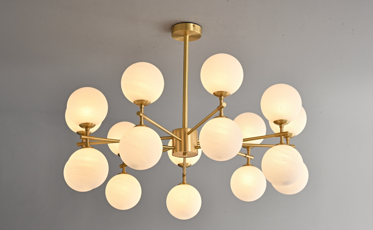 Zensori Two-Tier Brass and Globe Sputnik Chandelier