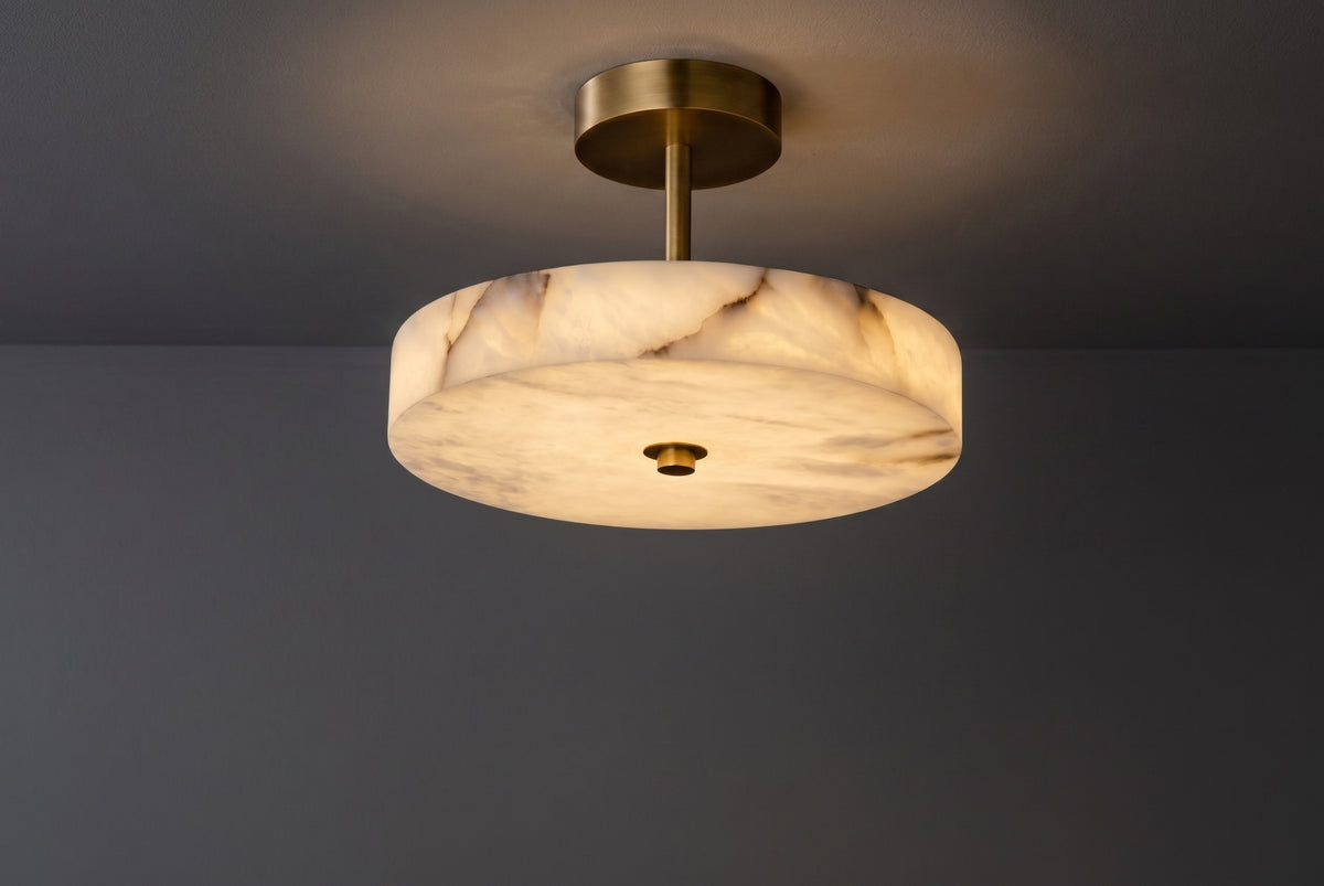 Zensori Vintage-Inspired Brass & Stone Ceiling Light – view 2